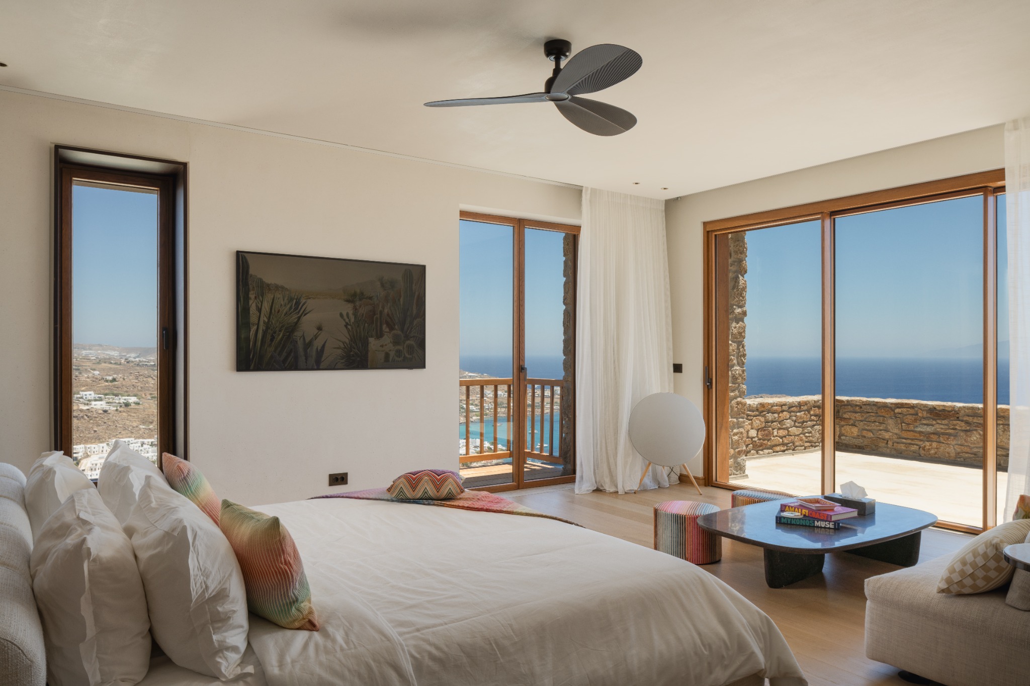 Private Residence — Mykonos, bedroom overlooking the sea