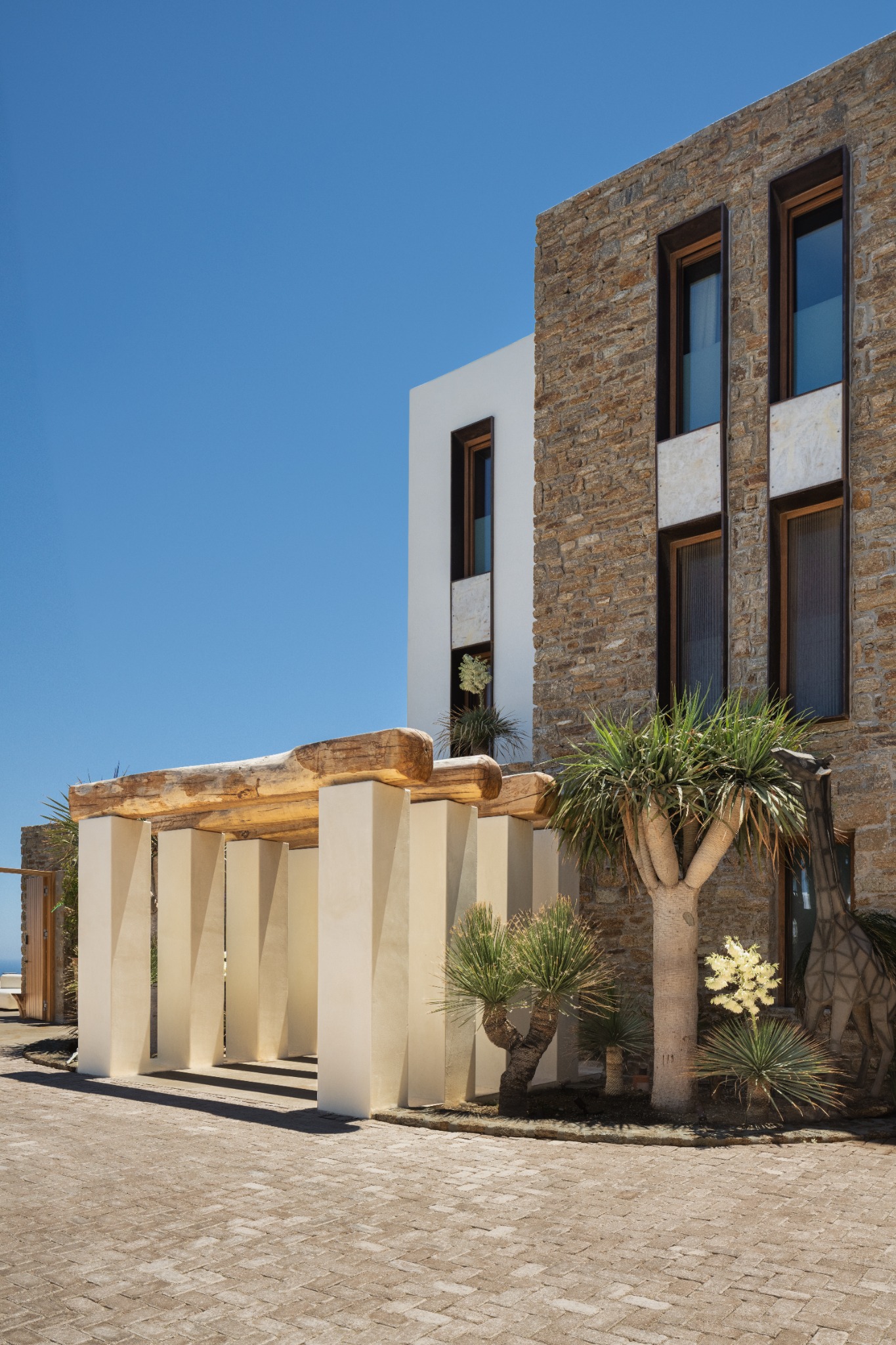 Private Residence — Mykonos, stone facade and pergola