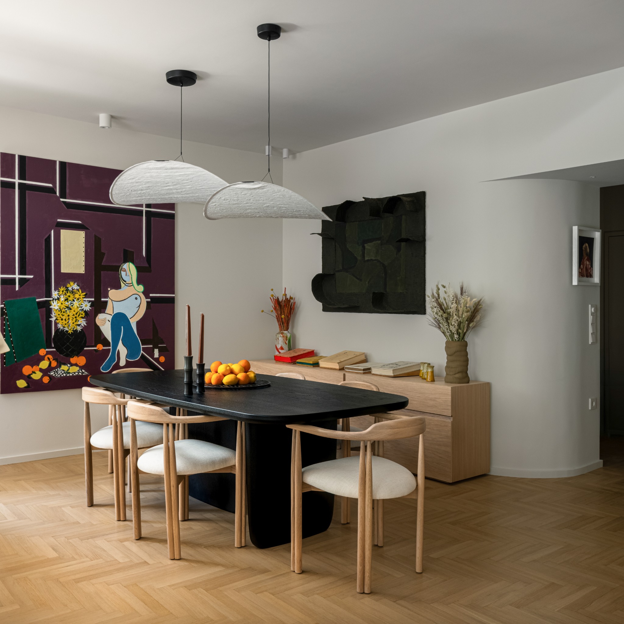 Residential Interiors — Voula, dining room with pendant lights, photograph 3